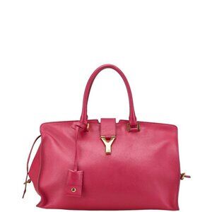 SAINT LAURENT Pink Leather Shopping Tote